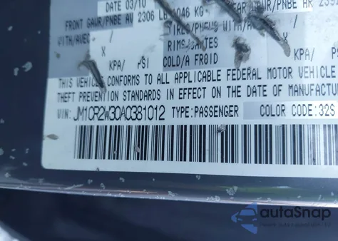 2010 Mazda Mazda5 Sport z USA, uszkodzony, nr VIN JM1CR2W30A0381012